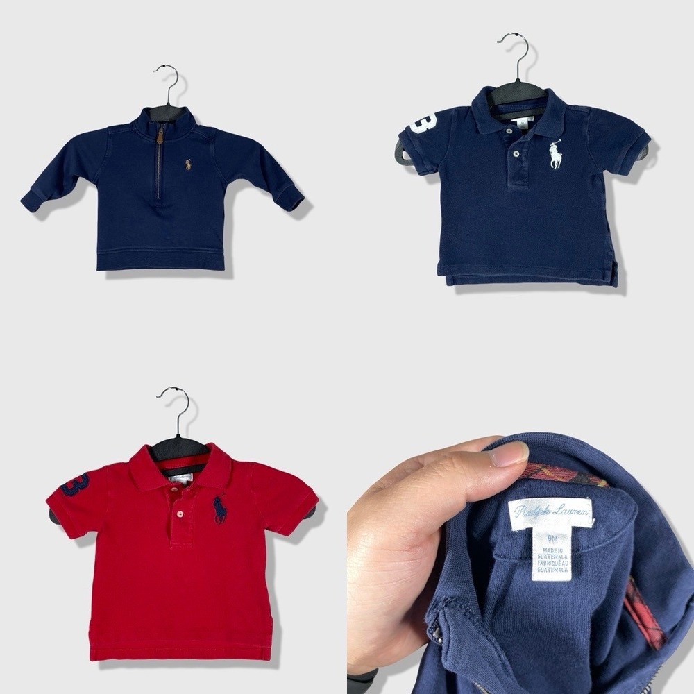 Ralph Lauren Polo Shirts & Pullover Kids 9M Navy Red Preppy Classic Lot